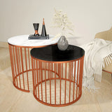 Black & White Caged Copper Nesting Table Set of 2