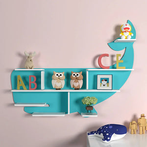 Shark Shaped Wooden Wall Shelf for Kids