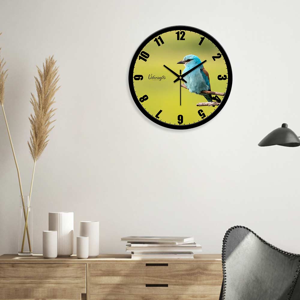 Blue Sparrow Big Wall Clock for Living Bedroom