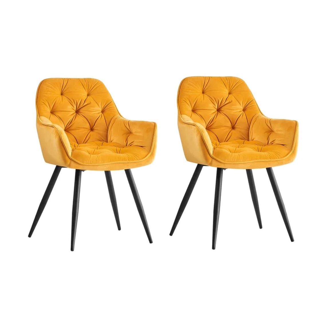 Yellow Comfy Velvet Luxury Accent Chair