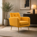 Bright Yellow Relaxing Tufted Velvet Sofa Lounge Chair
