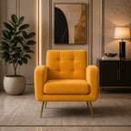 Bright Yellow Relaxing Tufted Velvet Sofa Lounge Chair