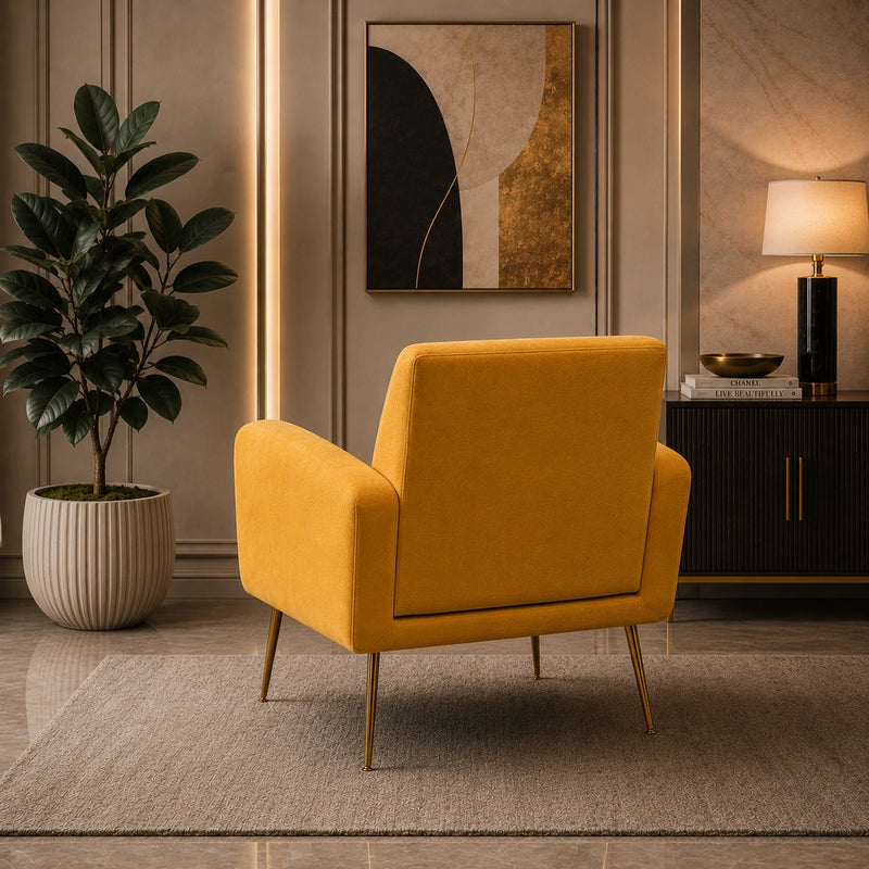 Bright Yellow Relaxing Tufted Velvet Sofa Lounge Chair