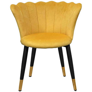 Yellow Rounded Back Plush Velvet Accent Chair