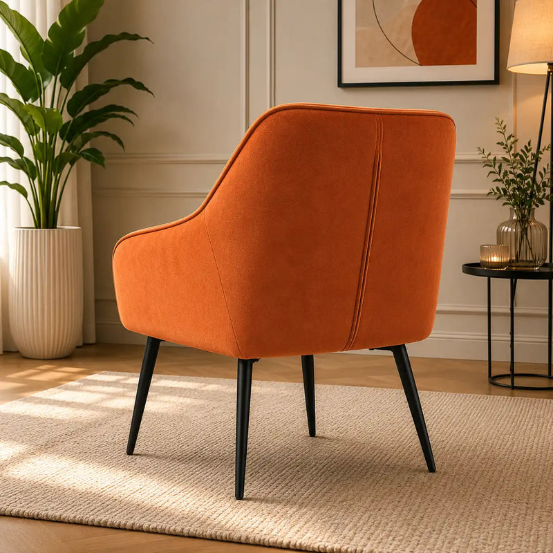Brown Chrome Diamond Shape Velvet Sofa Lounge Chair