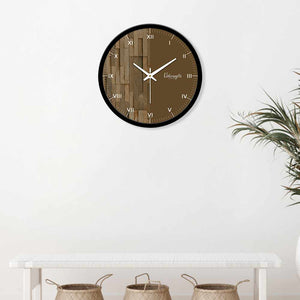 Brown Wooden Texture Printed Designer Wall Clock