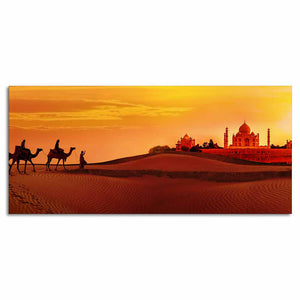 Camel Caravan Heading to Taj Mahal Canvas Wall Painting