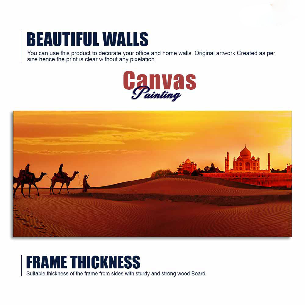 Camel Caravan Heading to Taj Mahal Canvas Wall Painting