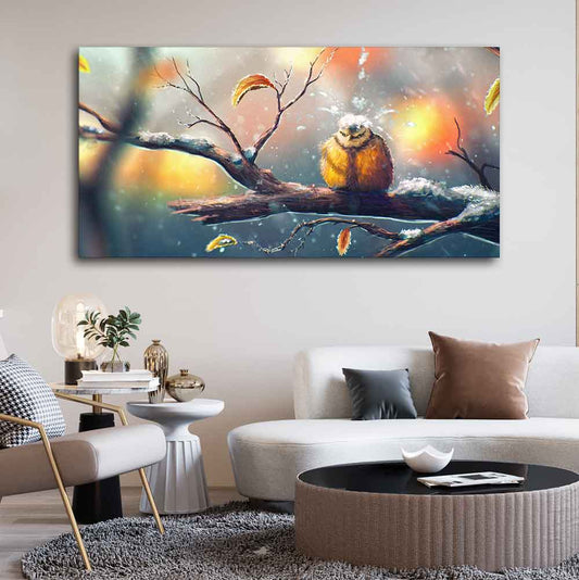 Canvas Wall Painting of Bird in Winters