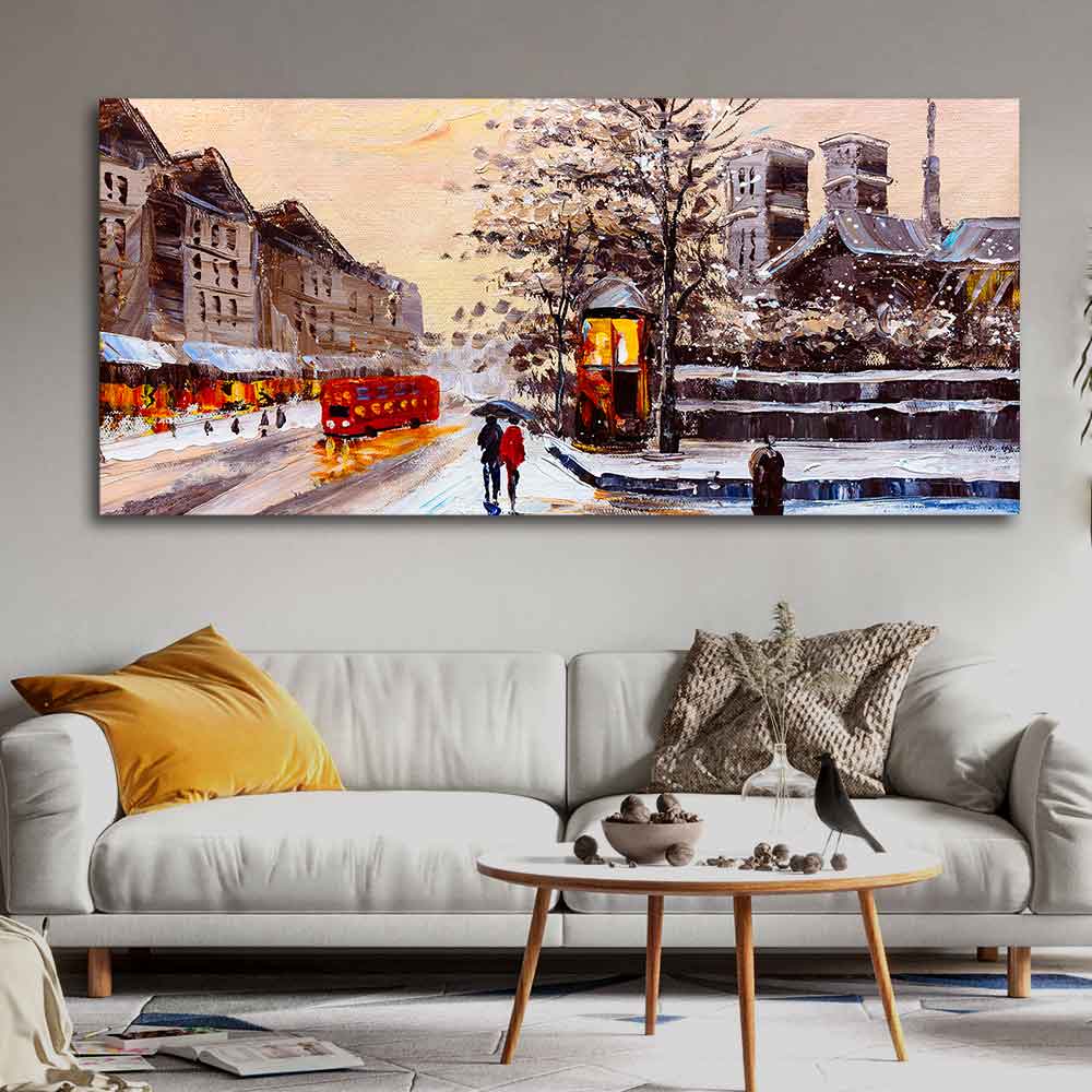 Canvas Wall Painting of Street view of London in Winters