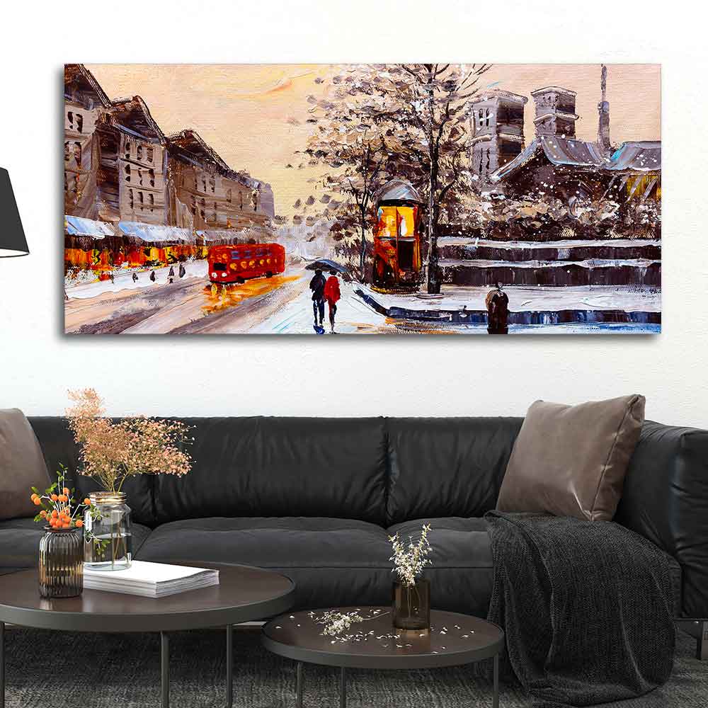 Canvas Wall Painting of Street view of London in Winters