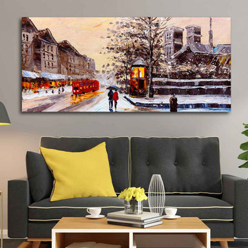 Canvas Wall Painting of Street view of London in Winters