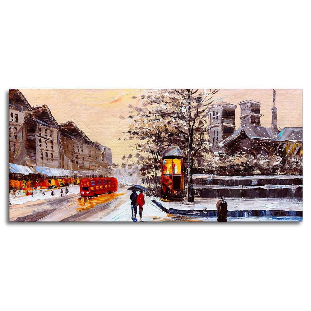 Canvas Wall Painting of Street view of London in Winters