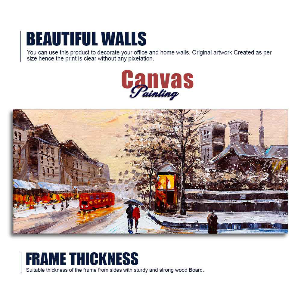 Canvas Wall Painting of Street view of London in Winters