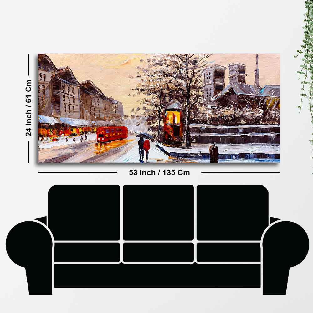 Canvas Wall Painting of Street view of London in Winters