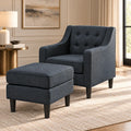 Charcoal Tufted Finish Comfy Lounge Accent Chair with Footrest
