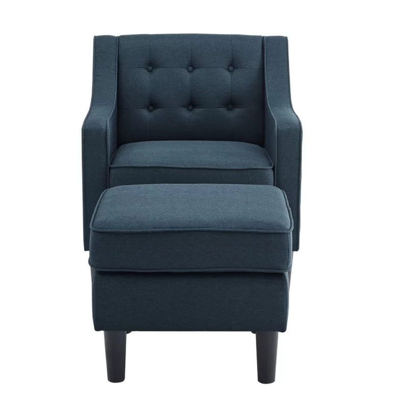 Tufted Finish Comfy Lounge Accent Chair with Ottoman