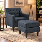 Charcoal Tufted Finish Comfy Lounge Accent Chair with Footrest