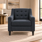 Charcoal Tufted Finish Comfy Lounge Accent Chair with Footrest