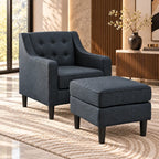Charcoal Tufted Finish Comfy Lounge Accent Chair with Footrest