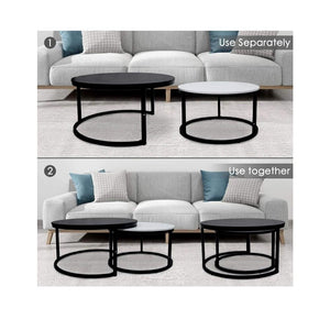 Classic Black & White Round Table Set of 2