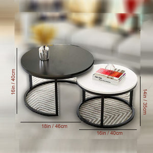  Black & White Round Coffee Set of 2