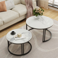 Classic Black Round Coffee Table Set of 2