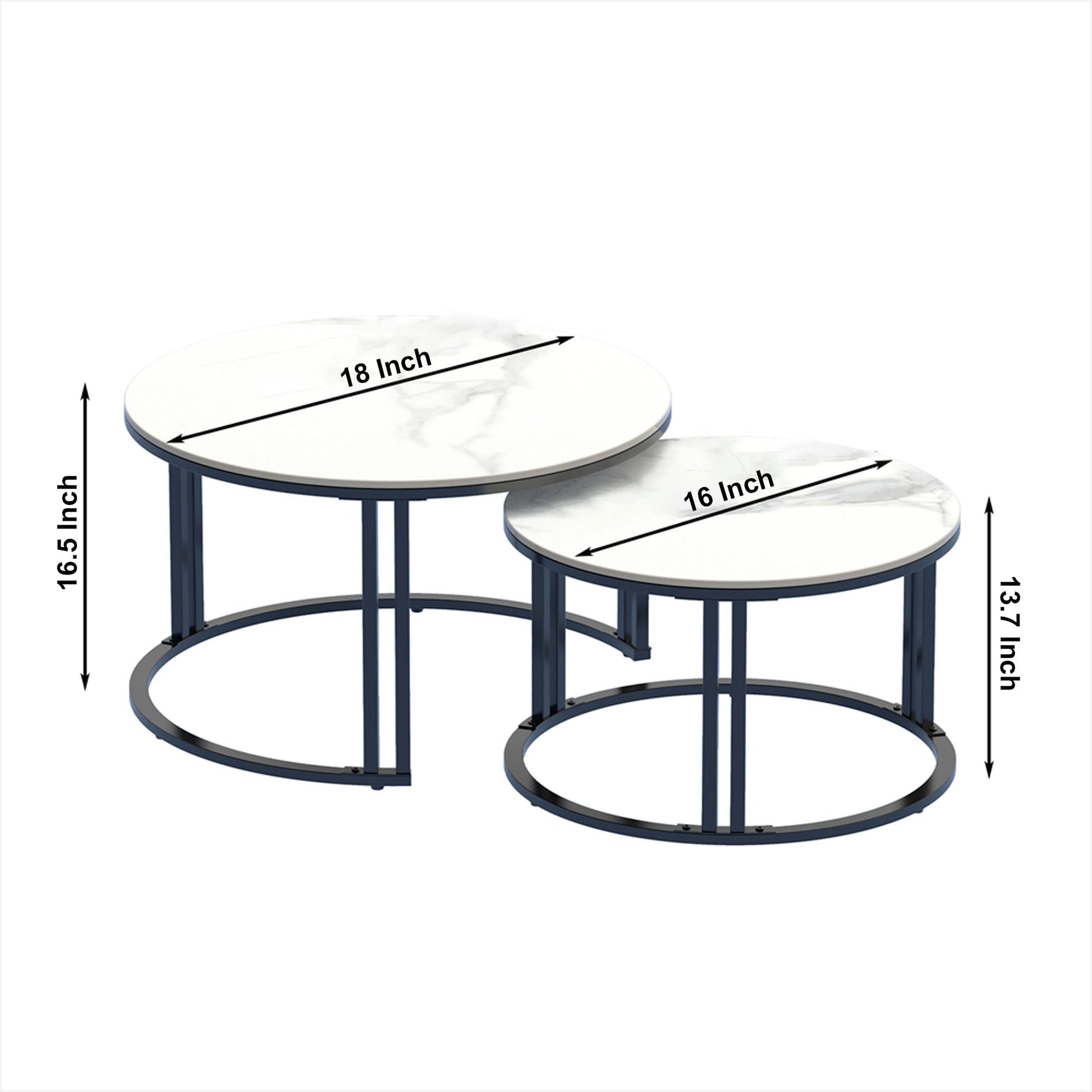 Classic Black Round Coffee Table Set of 2