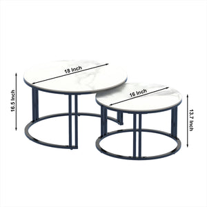 Classic Black Round Coffee Table Set of 2