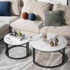 Classic Black Round Coffee Table Set of 2