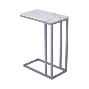 Classic C-Shaped White Marble Designer Side Table