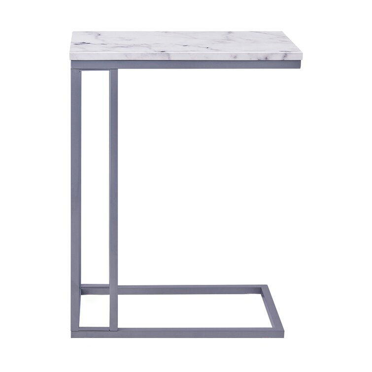 Classic C-Shaped White Marble Designer Side Table