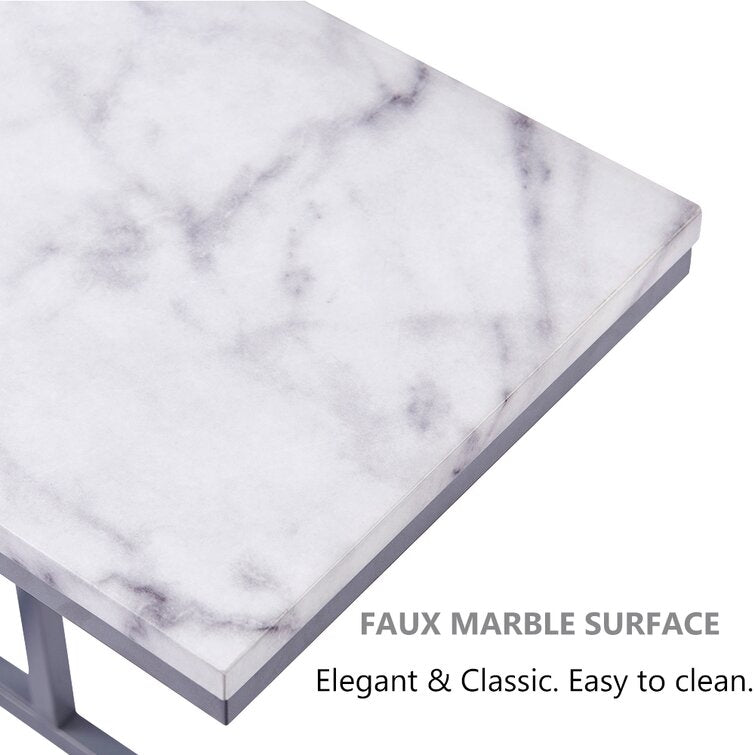 Classic C-Shaped White Marble Designer Side Table