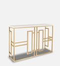 Table with White Marble in Golden Metal Finish