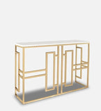Table with White Marble in Golden Metal Finish