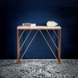  Console Table White Rectangular Shape with Copper Metal Finish
