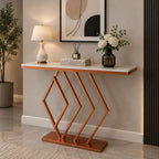 Classic Design Copper Console Table in Geometric Pattern