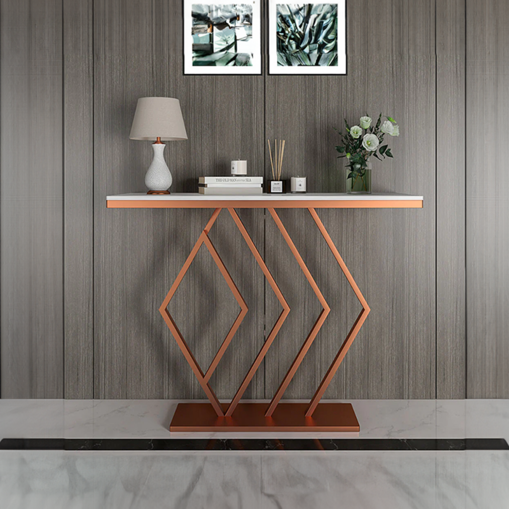 Classic Design Copper Console Table in Geometric Pattern – Vibecrafts