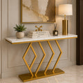 Classic Design Golden Console Table in Geometric Pattern