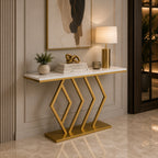 Classic Design Golden Console Table in Geometric Pattern