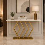 Classic Design Golden Console Table in Geometric Pattern