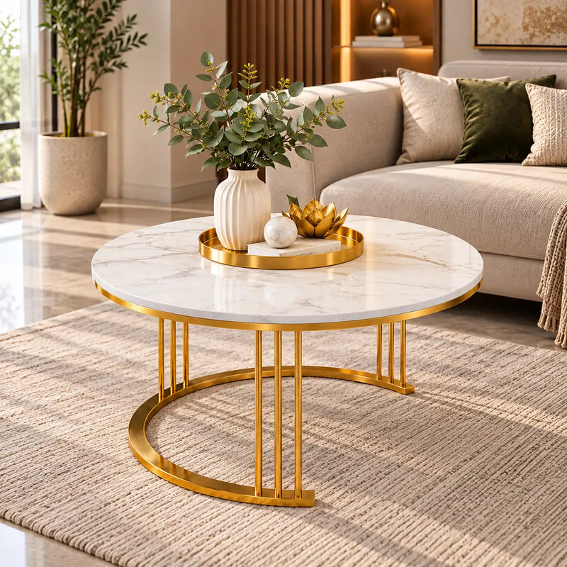 Classic Designer Tethered Iron Stand Coffee Table Set of 2