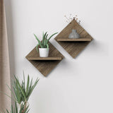 Classic Designer Wooden Stands Wall Mounted Shelf Set of Two