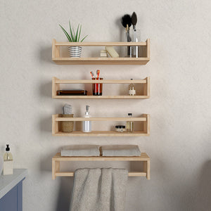 Classic Horizontal Four Wall Shelf with Oak Finish