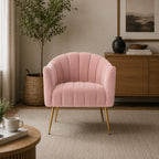 Classic Pink Tufted Velvet Sofa Lounge Chair