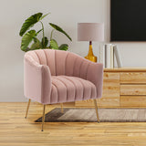 Classic Pink Tufted Velvet Sofa Lounge Chair