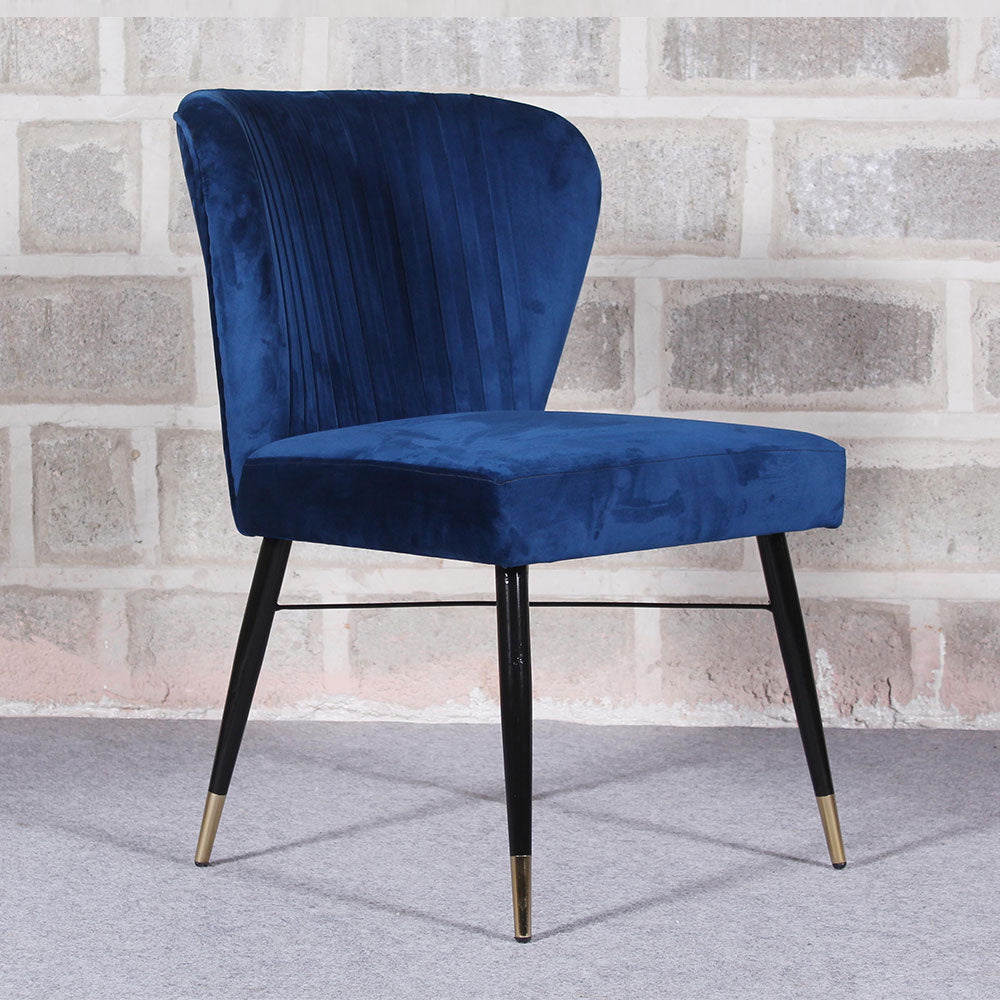 Royal Blue Luxury Velvet & Iron Dining Accent Chair