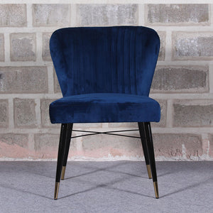 Blue Luxury Velvet & Iron Dining Accent Chair