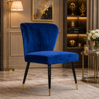 Classic Royal Blue Luxury Velvet & Iron Dining Accent Chair