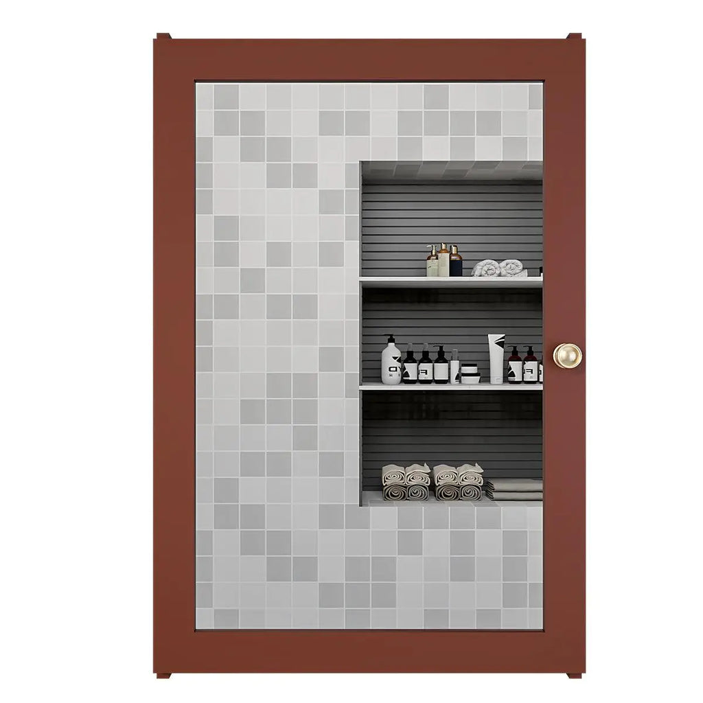 Wooden Bathroom Cabinet with 7 Spacious Shelves with Solid Brown Finish